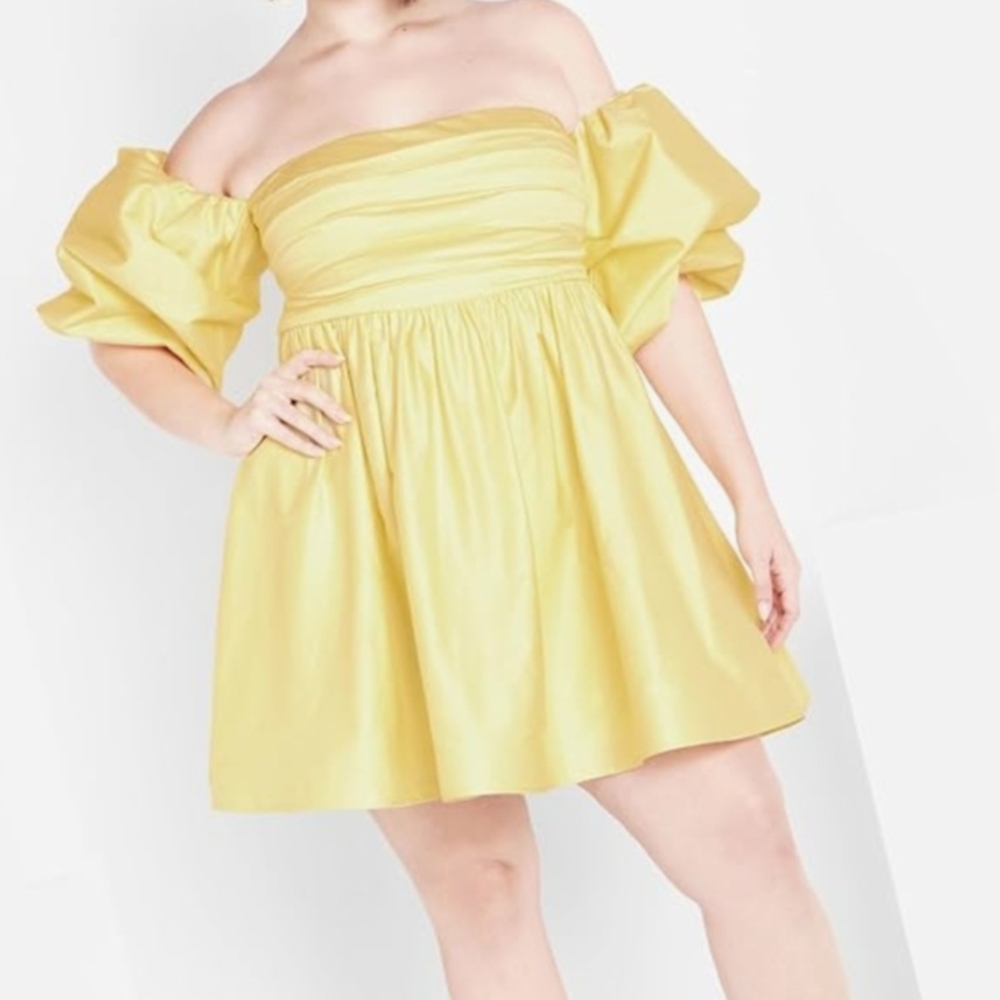 Elegant Yellow Off-Shoulder Dress